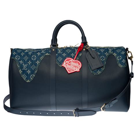 louis vuitton keepall blue|louis vuitton denim keepall.